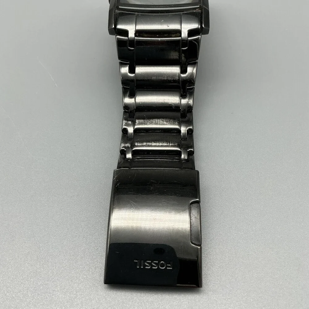 Fossil FS4159 Mens Watch 35mm Black Stainless Bracelet New Battery 6.5